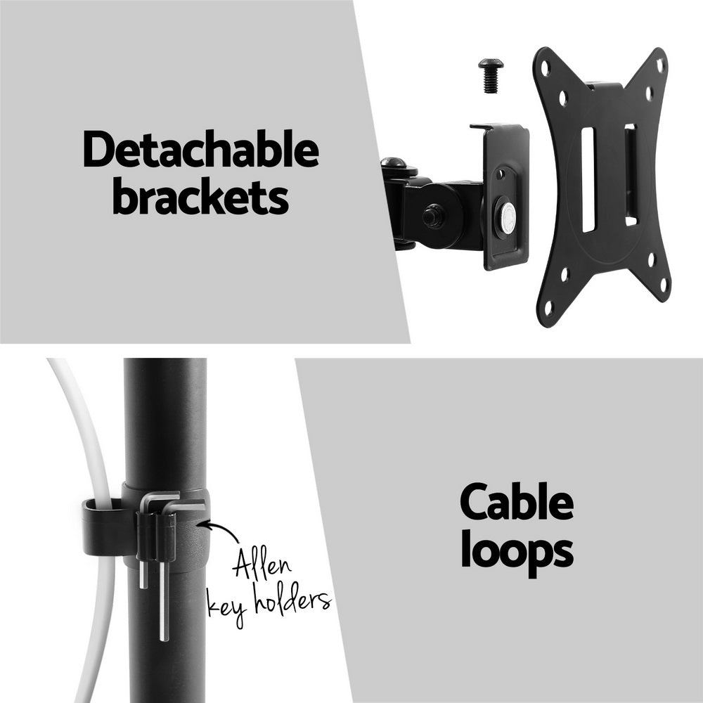 Artiss Monitor Arm Stand Dual Mount HD LED TV Bracket Holder Freestanding 6