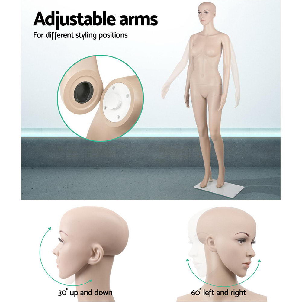 175cm Tall Full Body Female Mannequin - Skin Coloured 5
