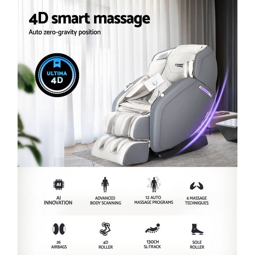 Livemor 4D Massage Chair Electric Recliner Home Massager Gary 4