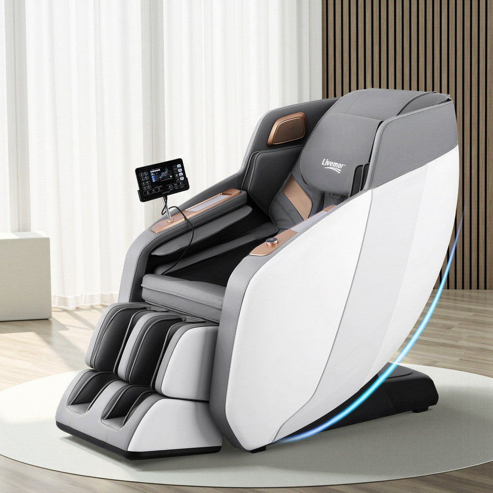 Livemor 4D Massage Chair Electric Recliner Double Core Mechanism Massager ROWA White 7