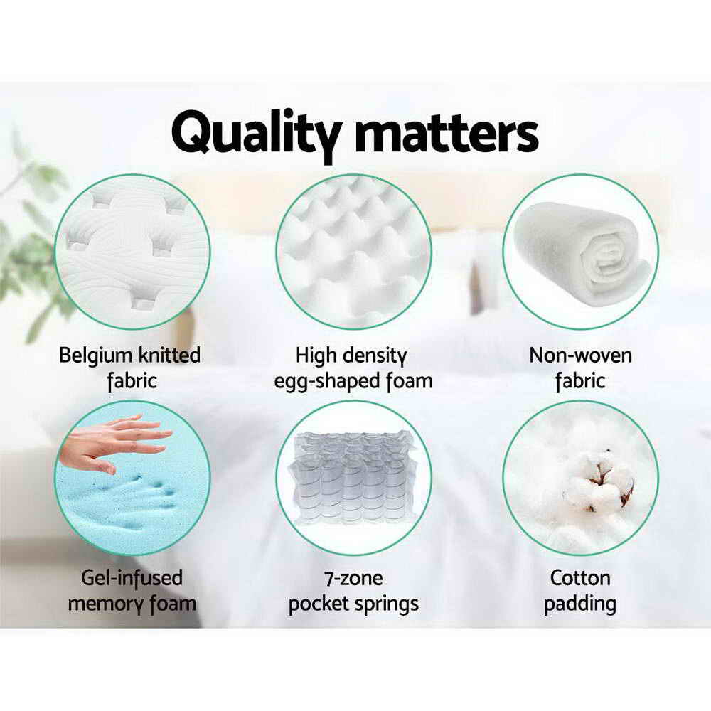 Giselle Bedding 34cm Mattress Cool Gel Memory Foam 7 Zone King 6