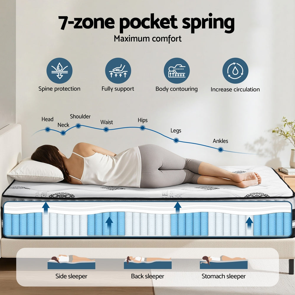 Giselle Bedding King Mattress 35cm Bed in a Box Pocket Spring Gel Memory Foam 5