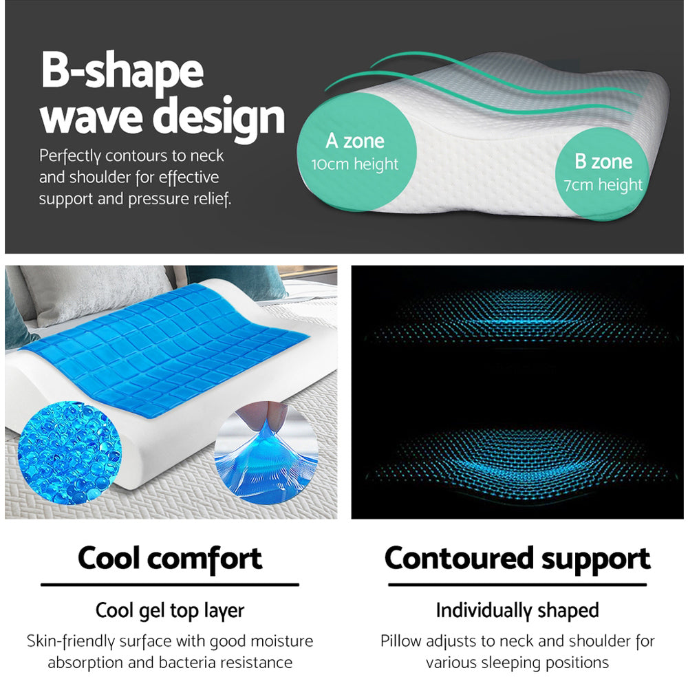 Giselle Bedding Contour Pillow Cool Gel Twin Pack 3