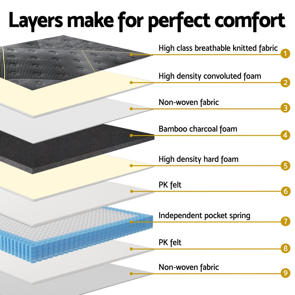 35cm Giselle Mattress King Bed Bamboo Pocket Firm Foam 5