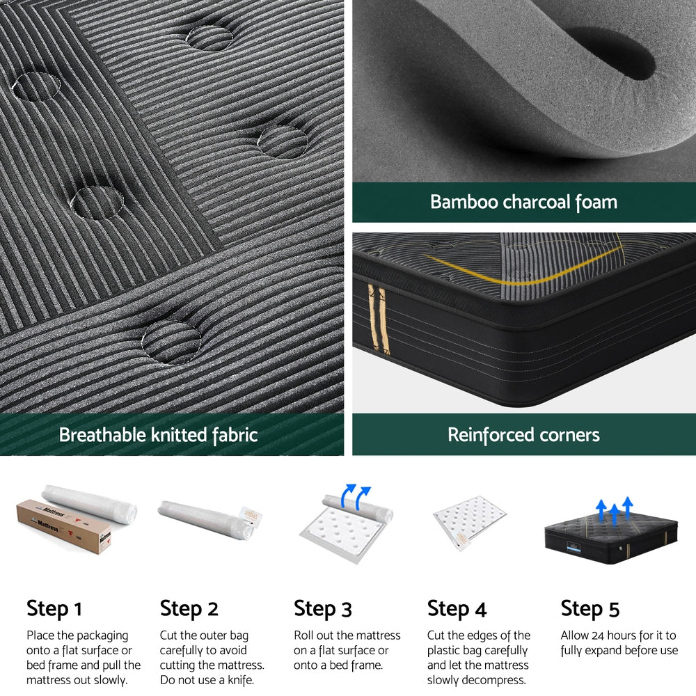 35cm Giselle Mattress King Bed Bamboo Pocket Firm Foam 6