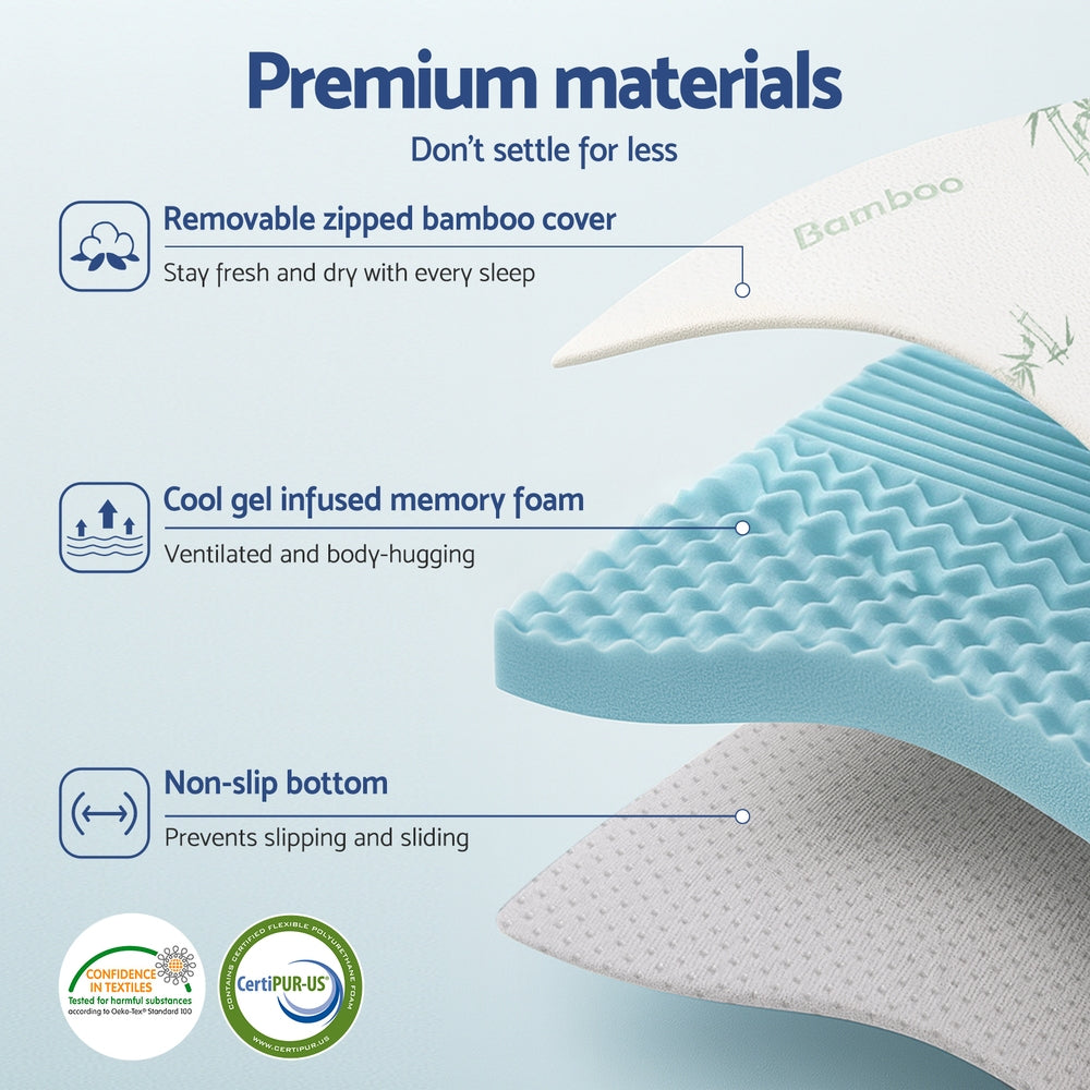 Giselle Bedding 5cm Memory Foam Mattress Topper 7-Zone King Single 5