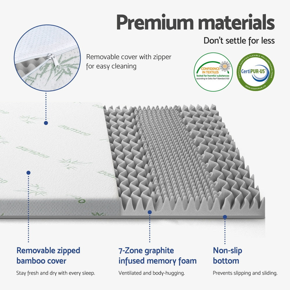 Giselle Bedding 8cm Memory Foam Mattress Topper 7-Zone Graphite Double 5