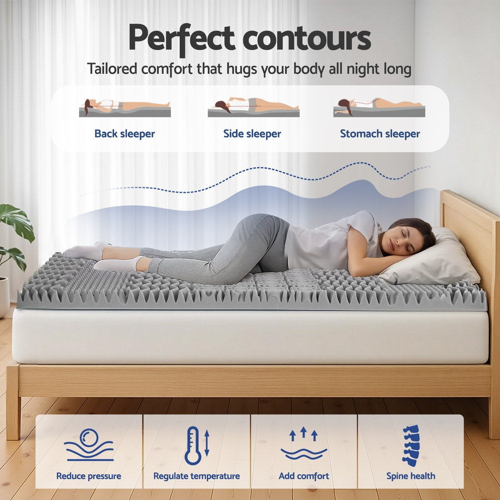 Giselle Bedding 8cm Memory Foam Mattress Topper 7-Zone Graphite King Single 4