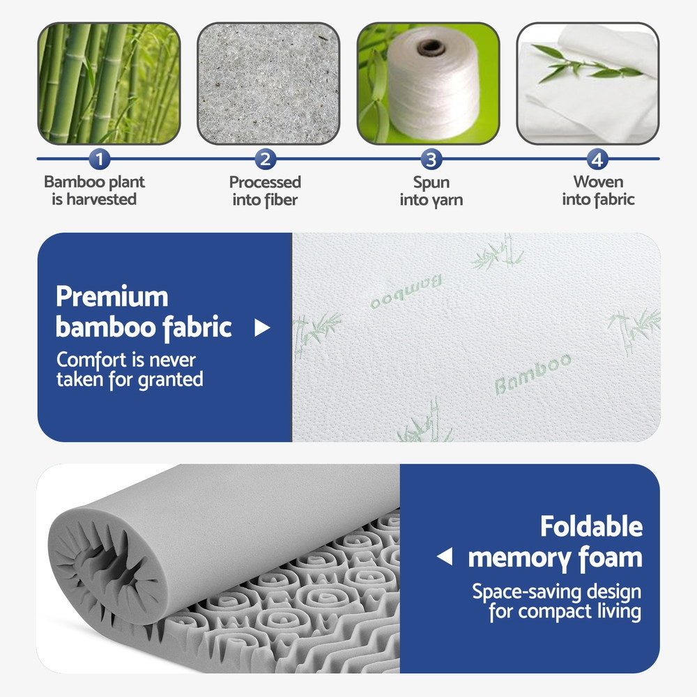 Giselle Bedding 8cm Memory Foam Mattress Topper 7-Zone Graphite Queen 6