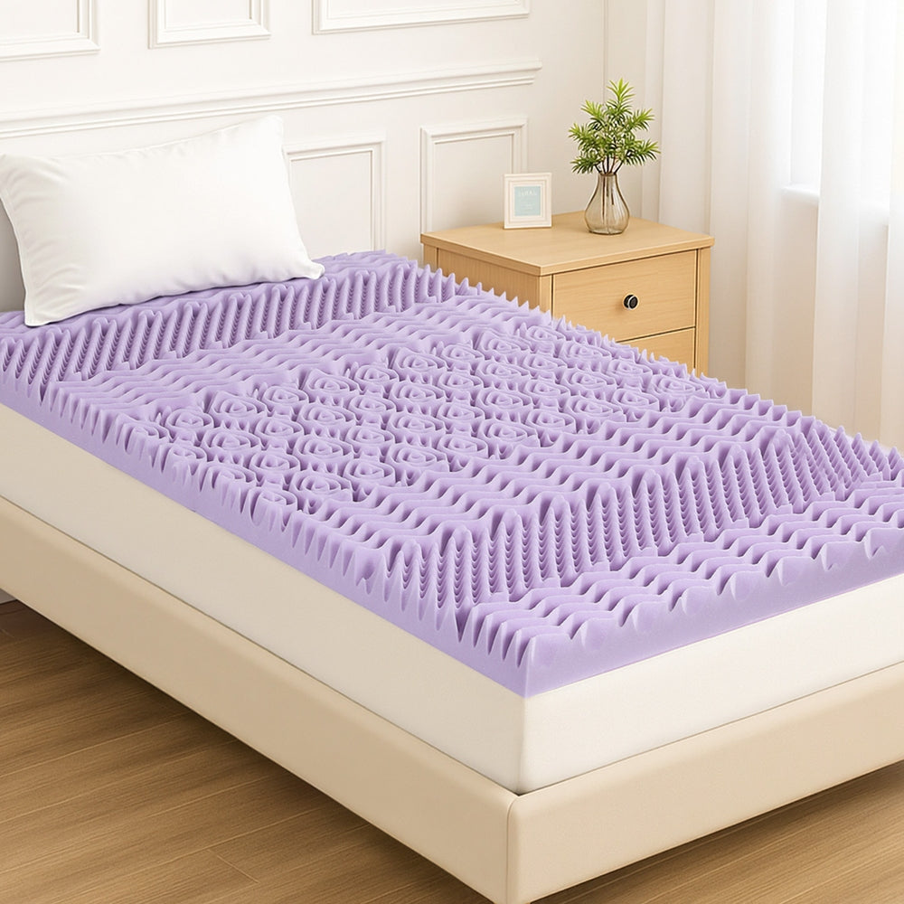 Giselle 8cm Memory Foam Mattress Topper Lavender Infused Bamboo Cover 7-Zone King Single 7