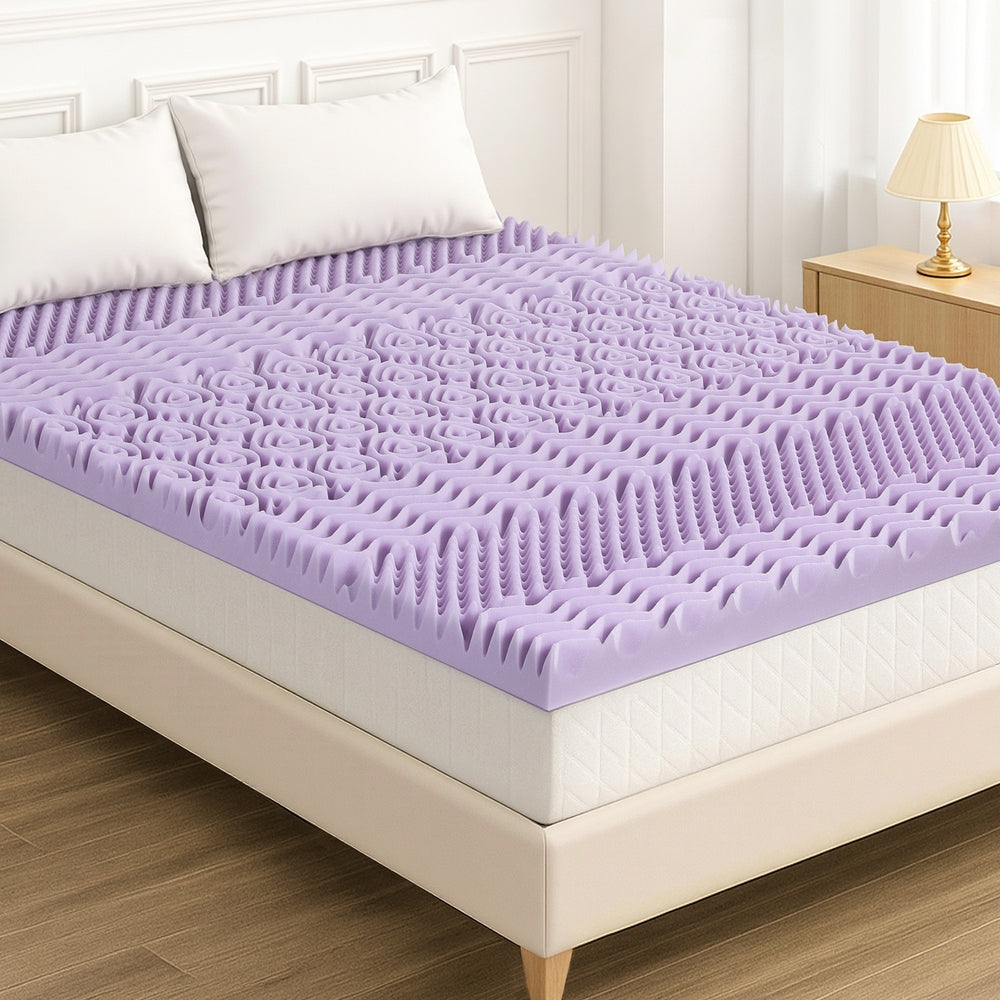 Giselle 8cm Memory Foam Mattress Topper Lavender Infused Bamboo Cover 7-Zone Queen 7