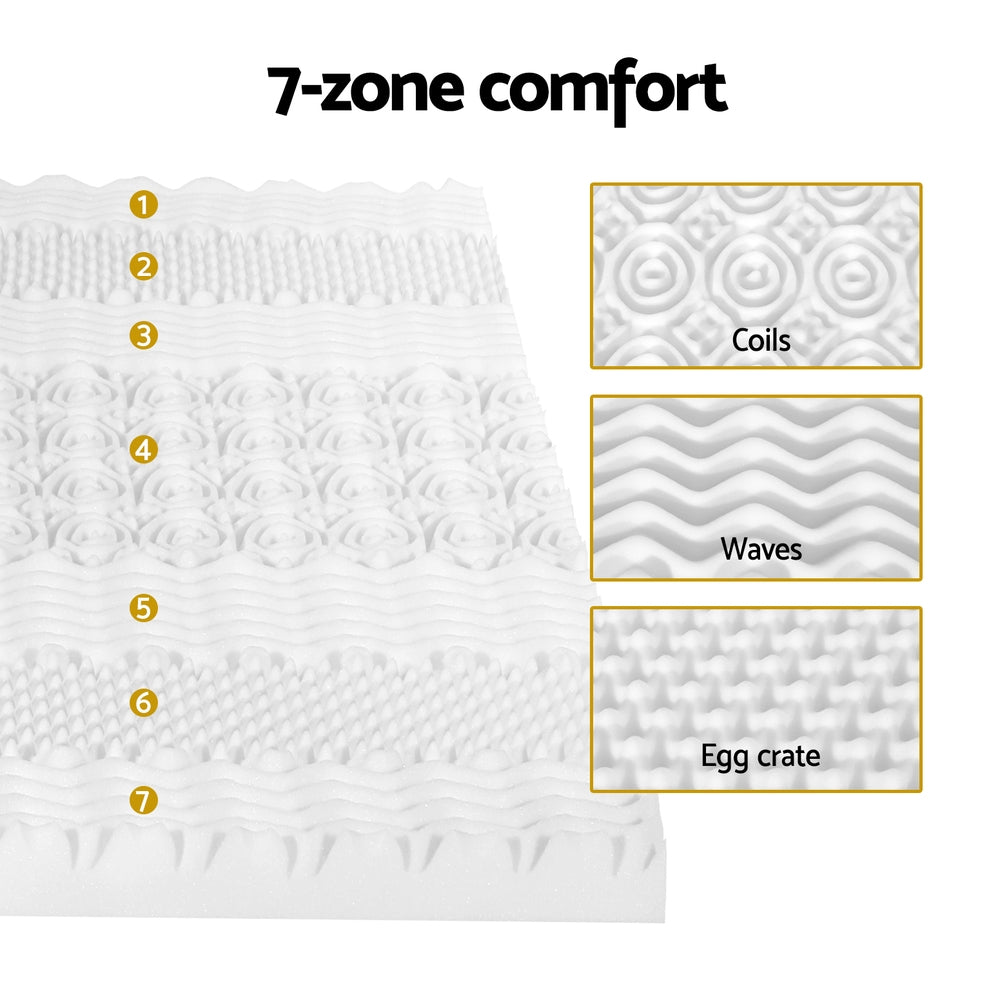 Giselle Bedding Memory Foam Mattress Topper 7-Zone Airflow Pad 8cm Double White 5