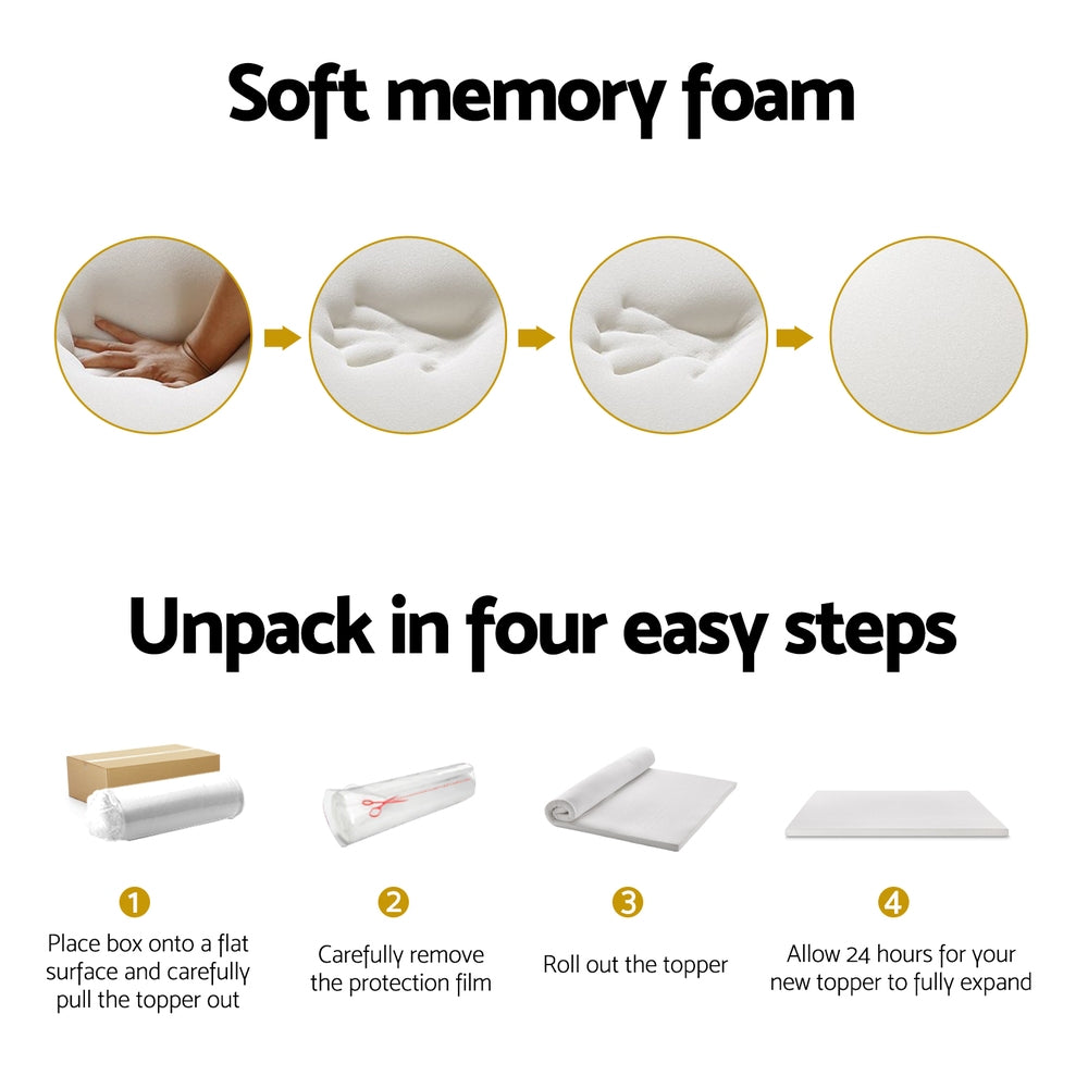 Giselle Bedding Memory Foam Mattress Topper 7-Zone Airflow Pad 8cm Queen White 6