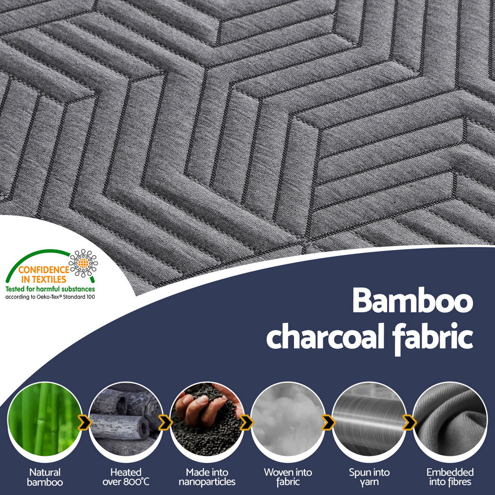 Giselle 8cm Memory Foam Mattress Topper Gel Dual Layer Foam Bamboo Single 6