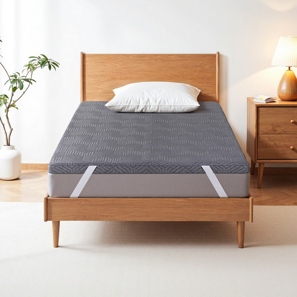 Giselle 8cm Memory Foam Mattress Topper Gel Dual Layer Foam Bamboo Single 7