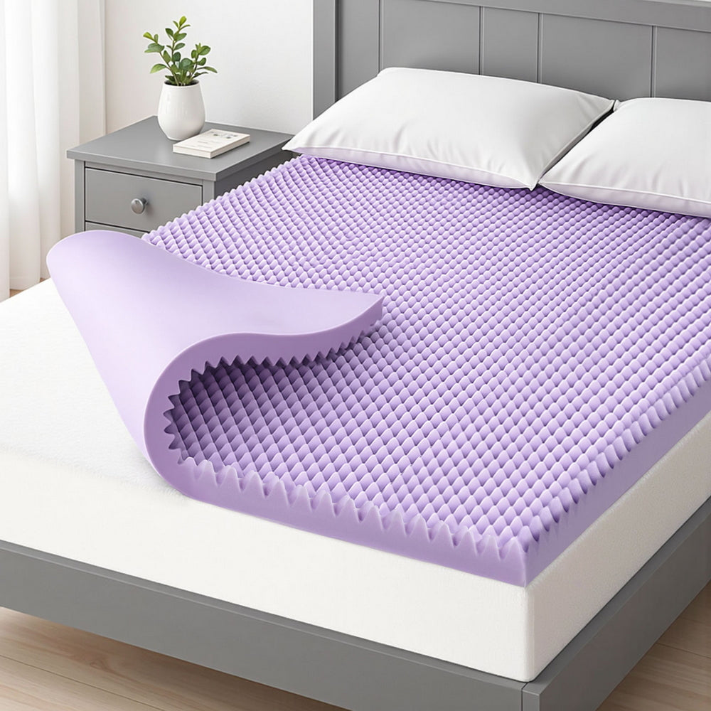 Giselle 5cm Memory Foam Mattress Topper Lavender Infused Egg Crate Pad Mat Queen 7