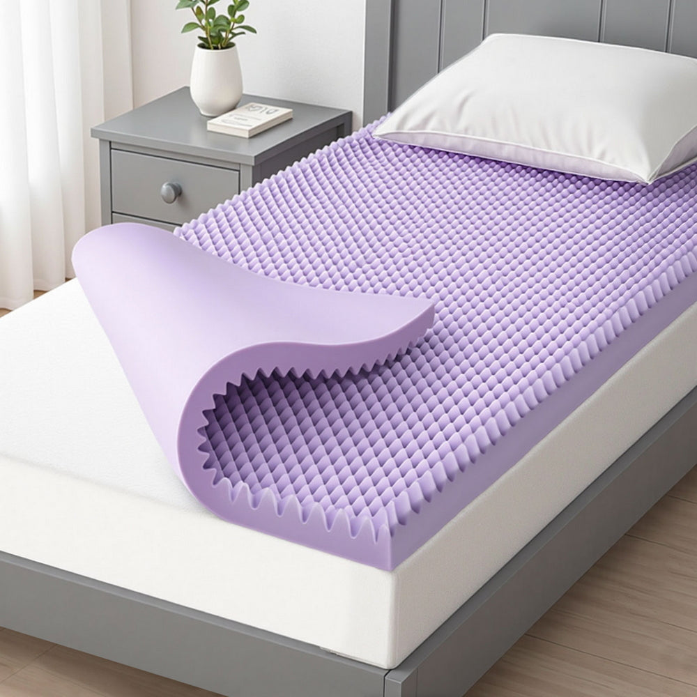 Giselle 5cm Memory Foam Mattress Topper Lavender Infused Egg Crate Pad Mat Single 7