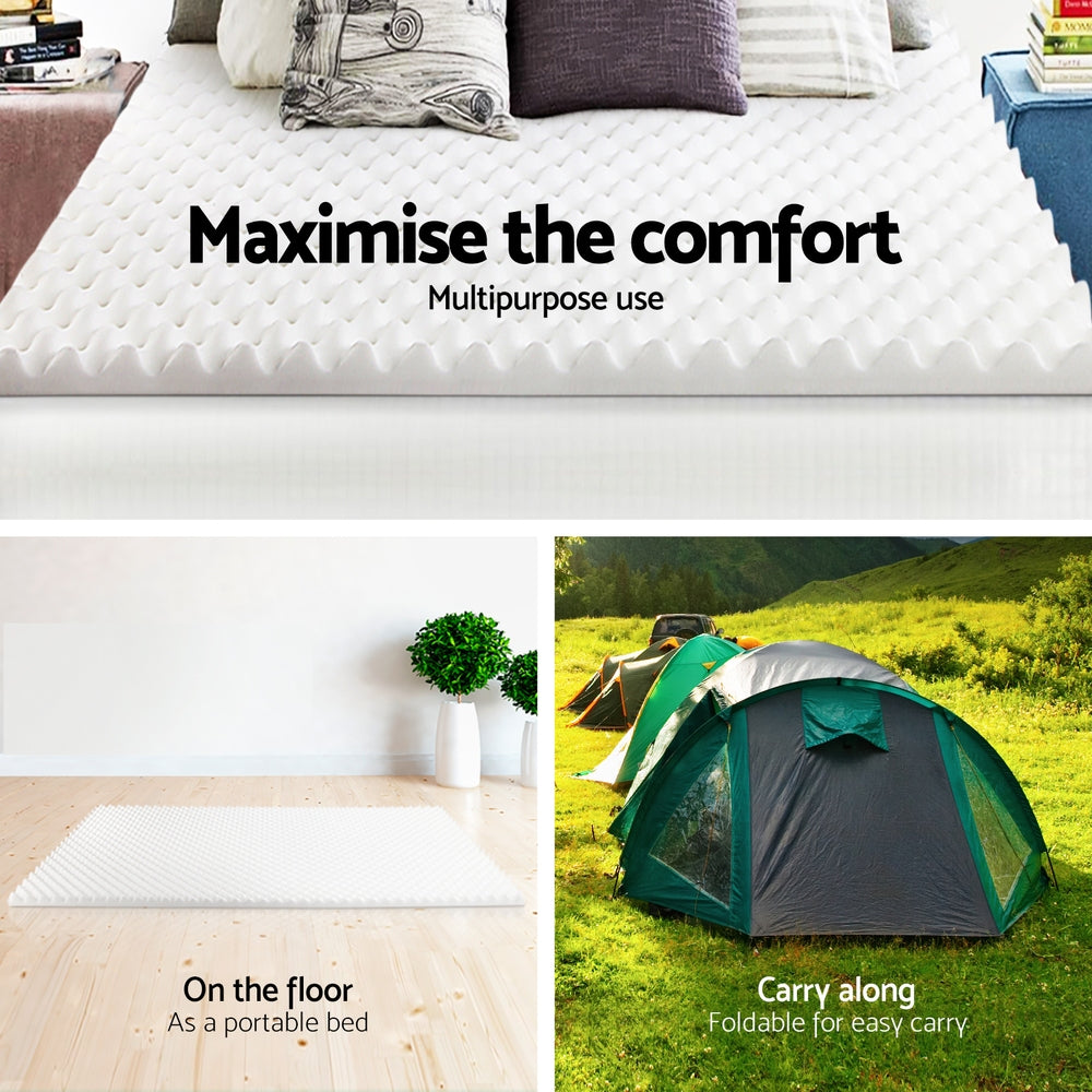 Giselle Bedding Memory Foam Mattress Topper Egg Crate 5cm King Single 6