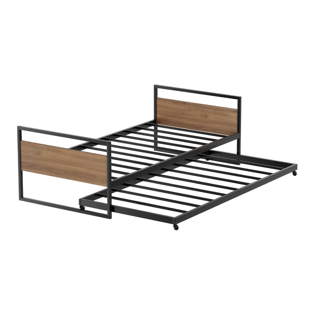 Artiss Bed Frame 2x Single Size Metal Trundle Daybed DEAN 7