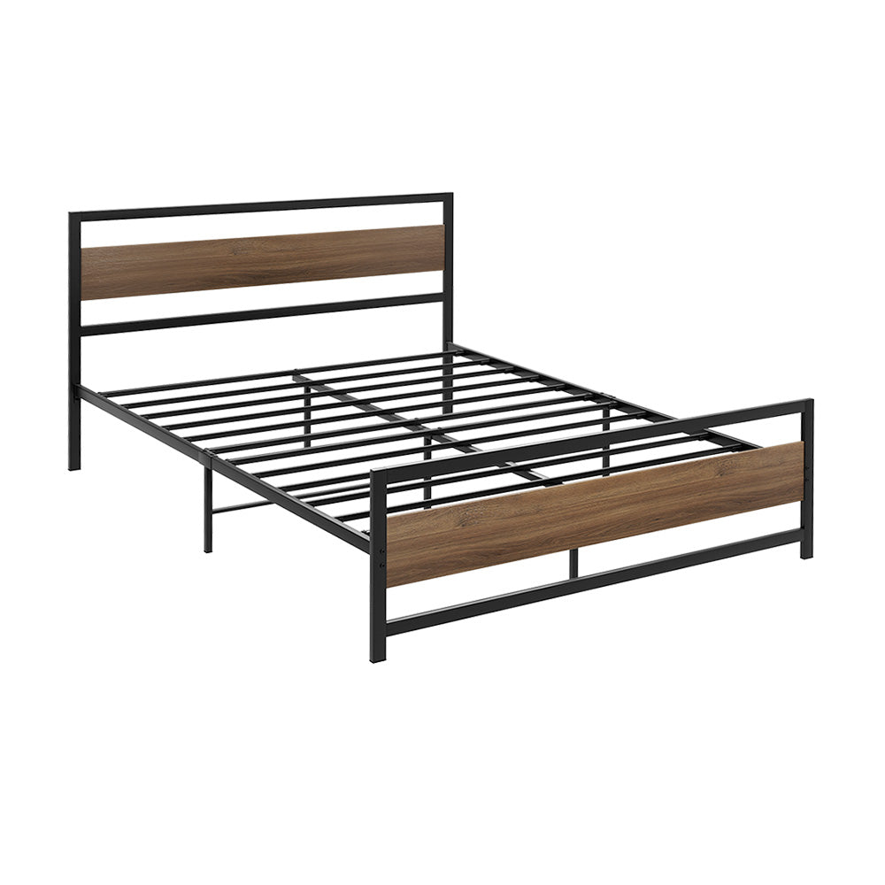 Artiss Bed Frame Double Size Metal Base Mattress Platform Foundation Black DREW 7