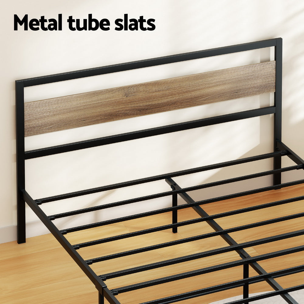 Artiss Bed Frame Double Size Metal Base Mattress Platform Foundation Black DREW 5