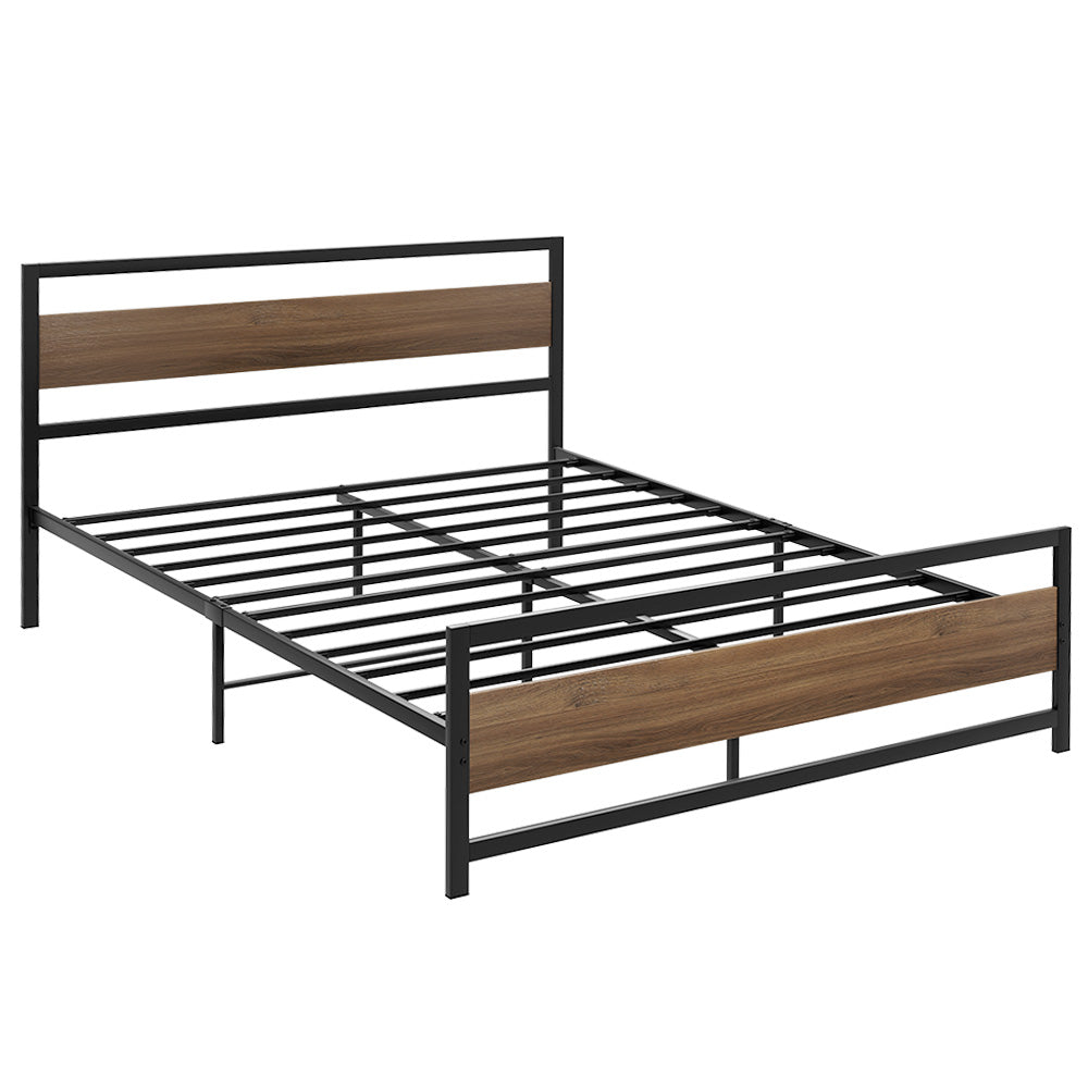 Artiss Bed Frame Queen Size Metal Base Mattress Platform Foundation Black DREW 7