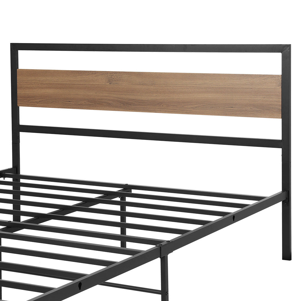 Artiss Bed Frame Queen Size Metal Base Mattress Platform Foundation Black DREW 3