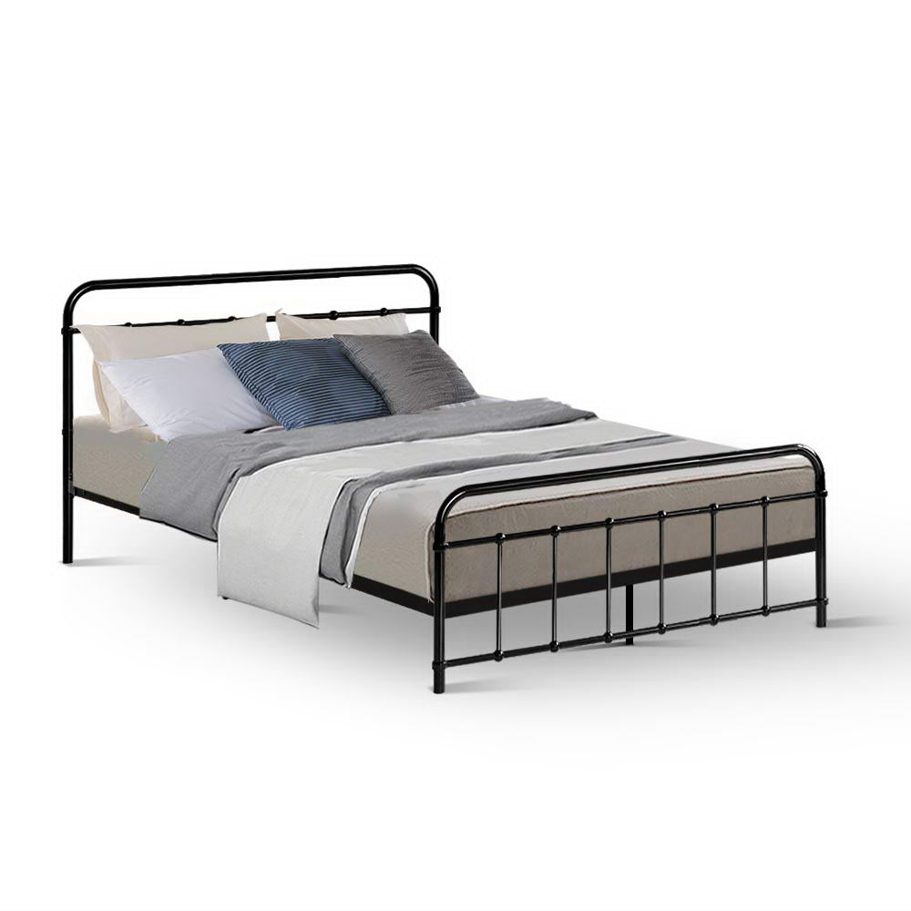 Artiss Bed Frame Metal Bed Frame LEO - Double (Black) 7