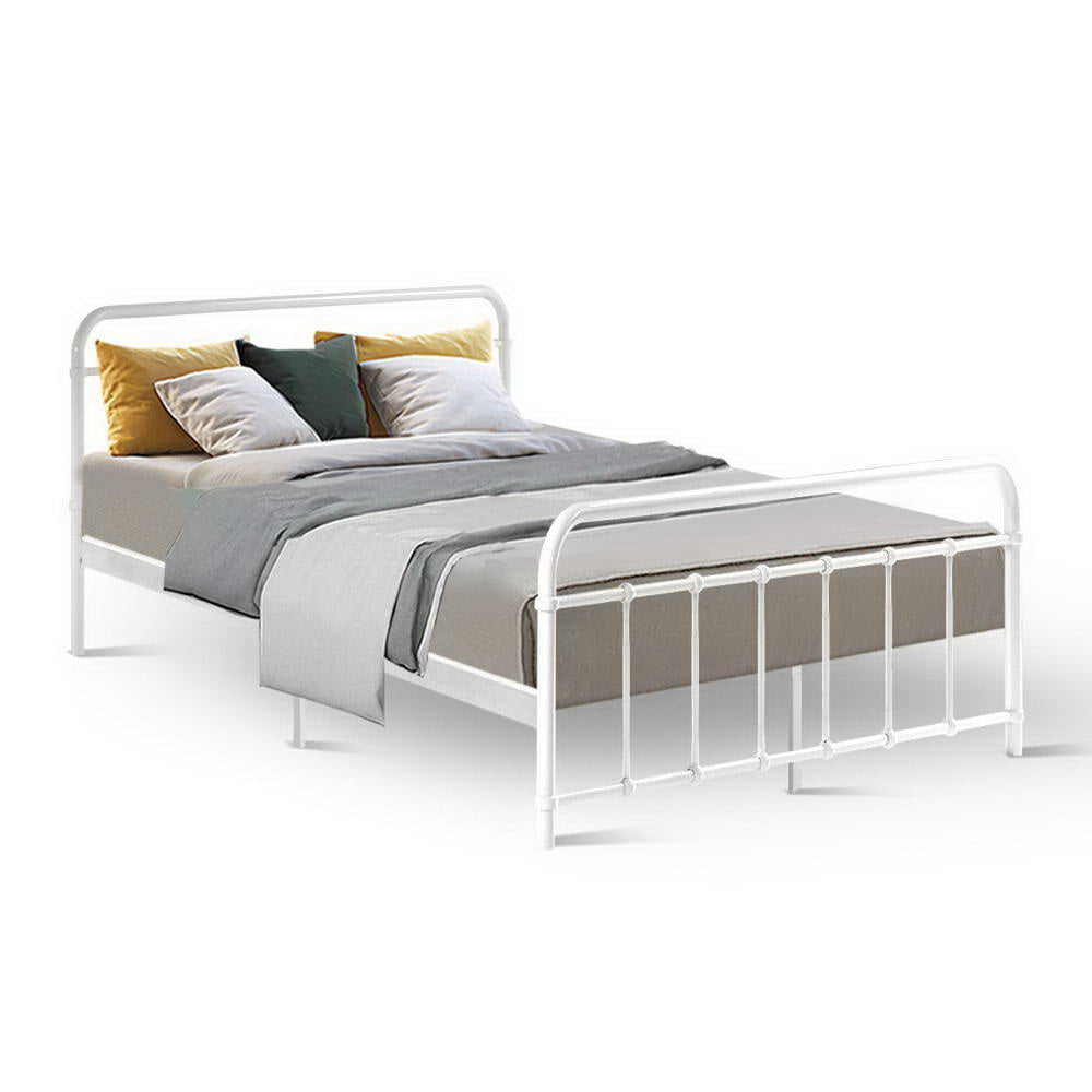 Artiss Bed Frame Metal Bed Frame LEO - Double (White) 7