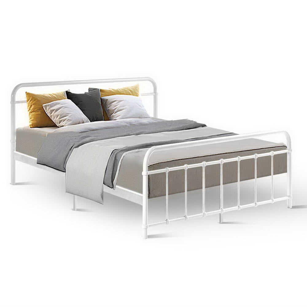 Artiss Bed Frame Metal Bed Frame LEO - Queen (White) 7