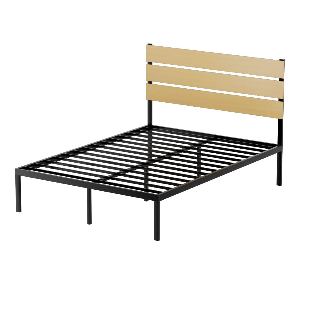 Artiss Bed Frame Double Size Metal Base Mattress Platform Foundation Black PAULA 7