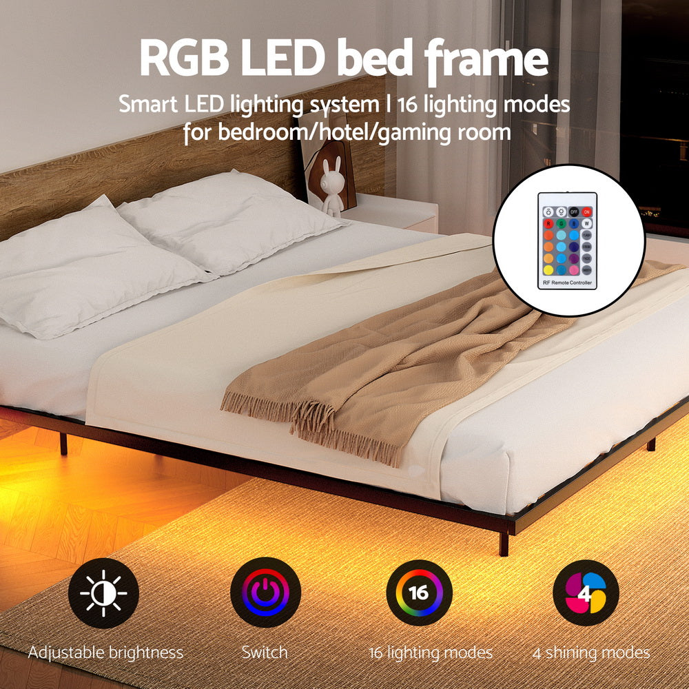 Artiss King Bed Frame,Floating Metal Bed Frame with Smart LED Lights - Sturdy Metal Platform Bed Base, Silent Design, Tool-Free Assembly, 300KG Capacity for Home/Hotel/Master Bedroom 5
