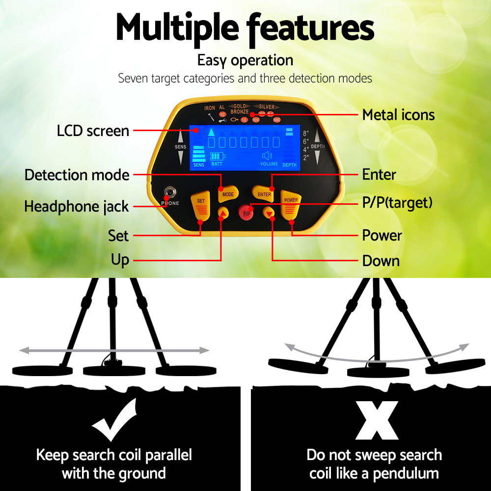 Metal Detector 180MM Deep Sensitive Waterproof Pinpointer Treasure Hunter Yellow 4