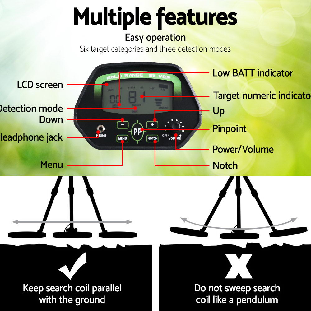 Metal Detector 220MM Deep Sensitive Waterproof Pinpointer Treasure Hunter 4