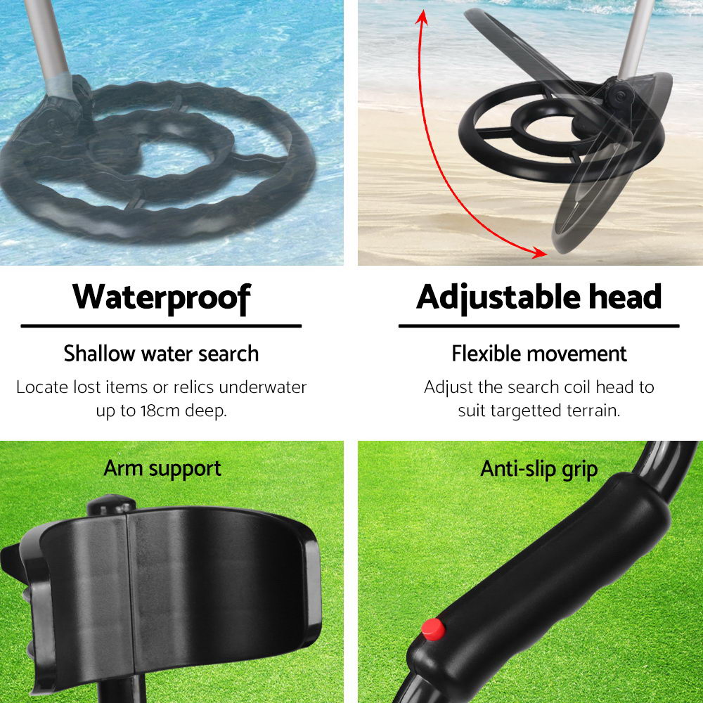 Metal Detector 180MM Deep Sensitive Waterproof Pinpointer Treasure Hunter Black 4