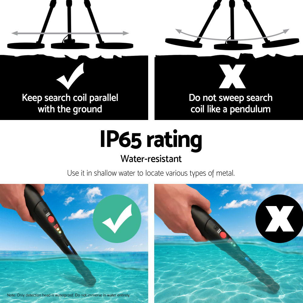 Metal Detector 180MM Deep Sensitive Waterproof Pinpointer Treasure Hunter Black 5