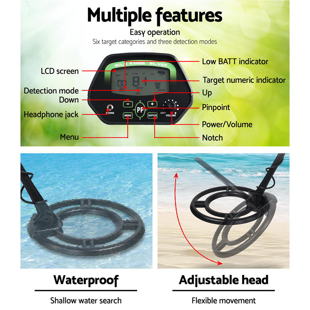 Metal Detector 220MM Deep Sensitive Waterproof Treasure Hunter Gold Digger 3
