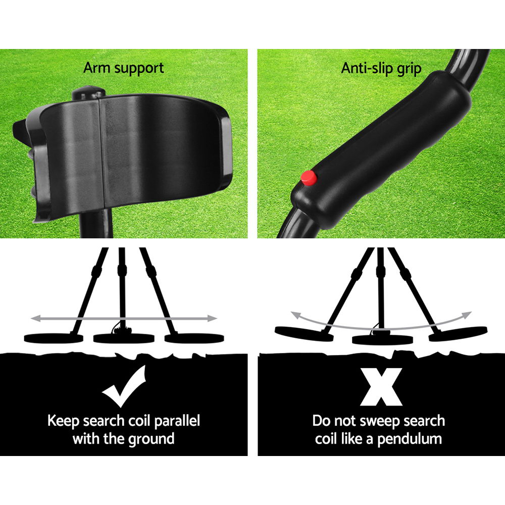 Metal Detector 180MM Deep Sensitive Waterproof Treasure Hunter Gold Digger Black 6
