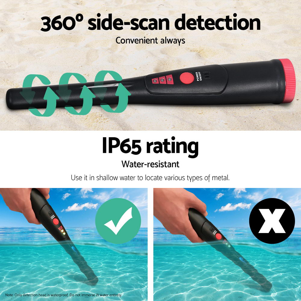 Metal Detector 40MM Sensitive Handheld Pinpointer Waterproof Automatic Hunter Black 3