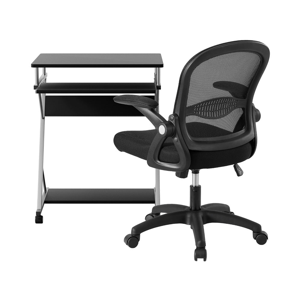 Artiss Computer Desk Mesh Office Chair Set Desks with Keyboard Shelf Try Black 3