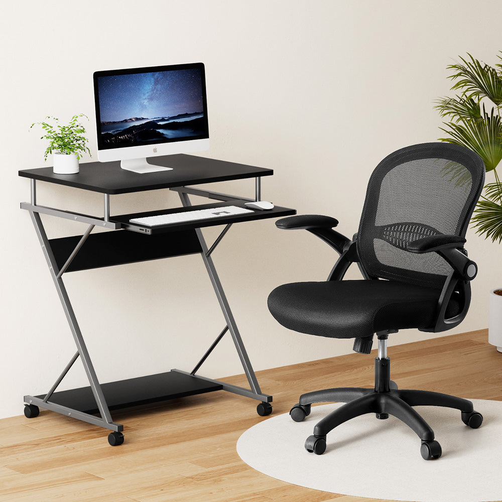 Artiss Computer Desk Mesh Office Chair Set Desks with Keyboard Shelf Try Black 7