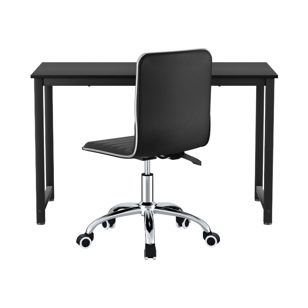 Artiss Computer Desk 120cm Executive Office Chairs Set PU Leather Low Back Black 3