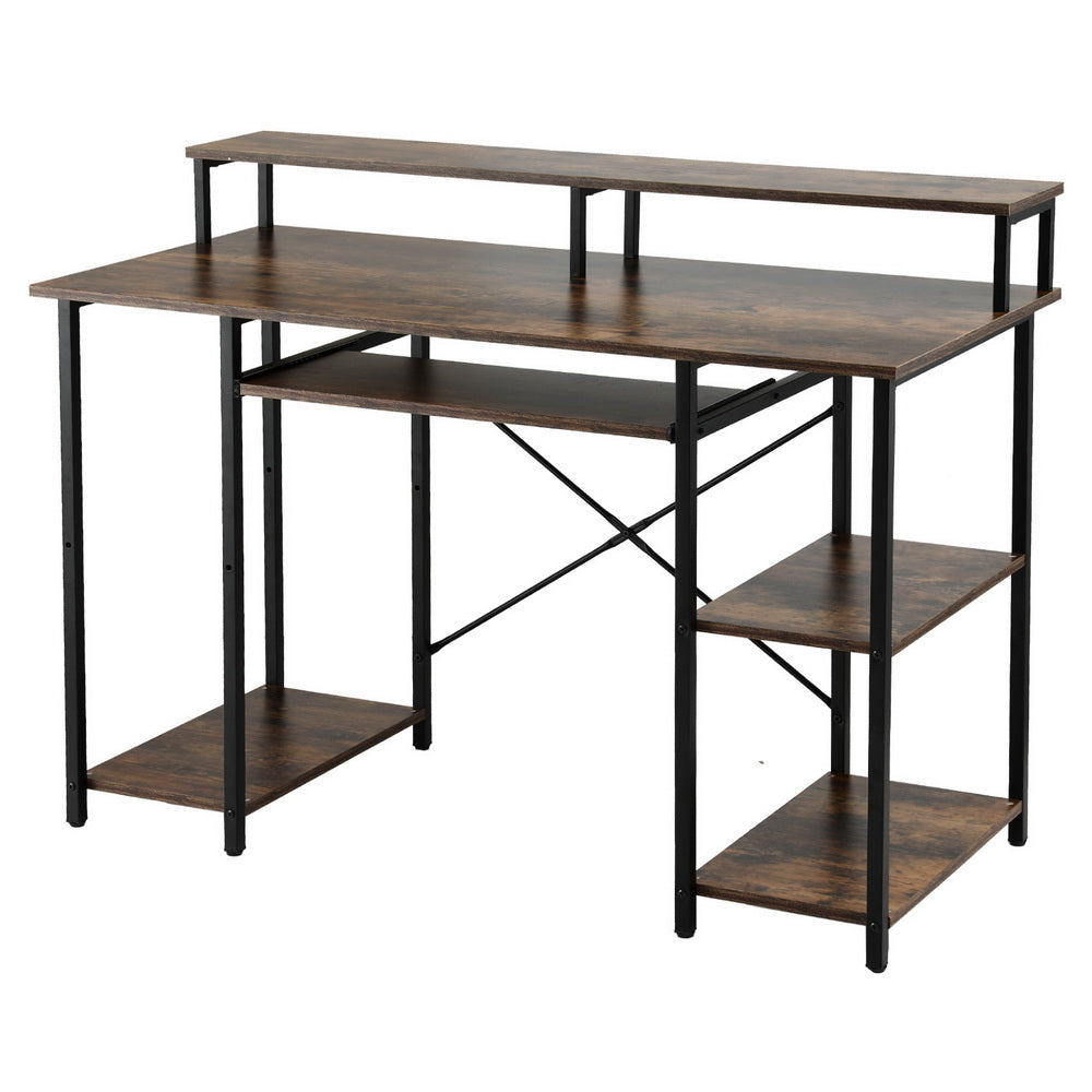 Artiss Computer Desk Laptop Desks Home Office Study Table Open Shelf Brown 120CM 3