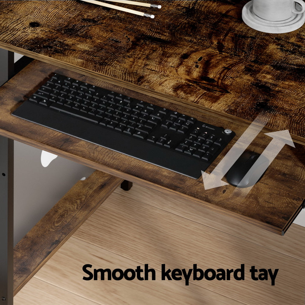 Artiss Computer Desk Laptop Desks Home Office Study Table Open Shelf Brown 120CM 5