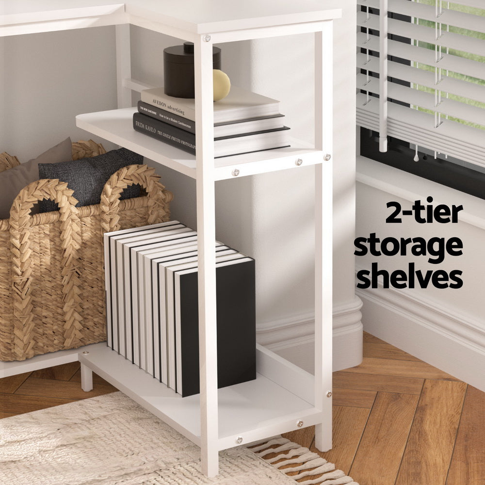 Artiss Computer Desk L-Shape Home Office Study Table Open Shelves White 100CM 6