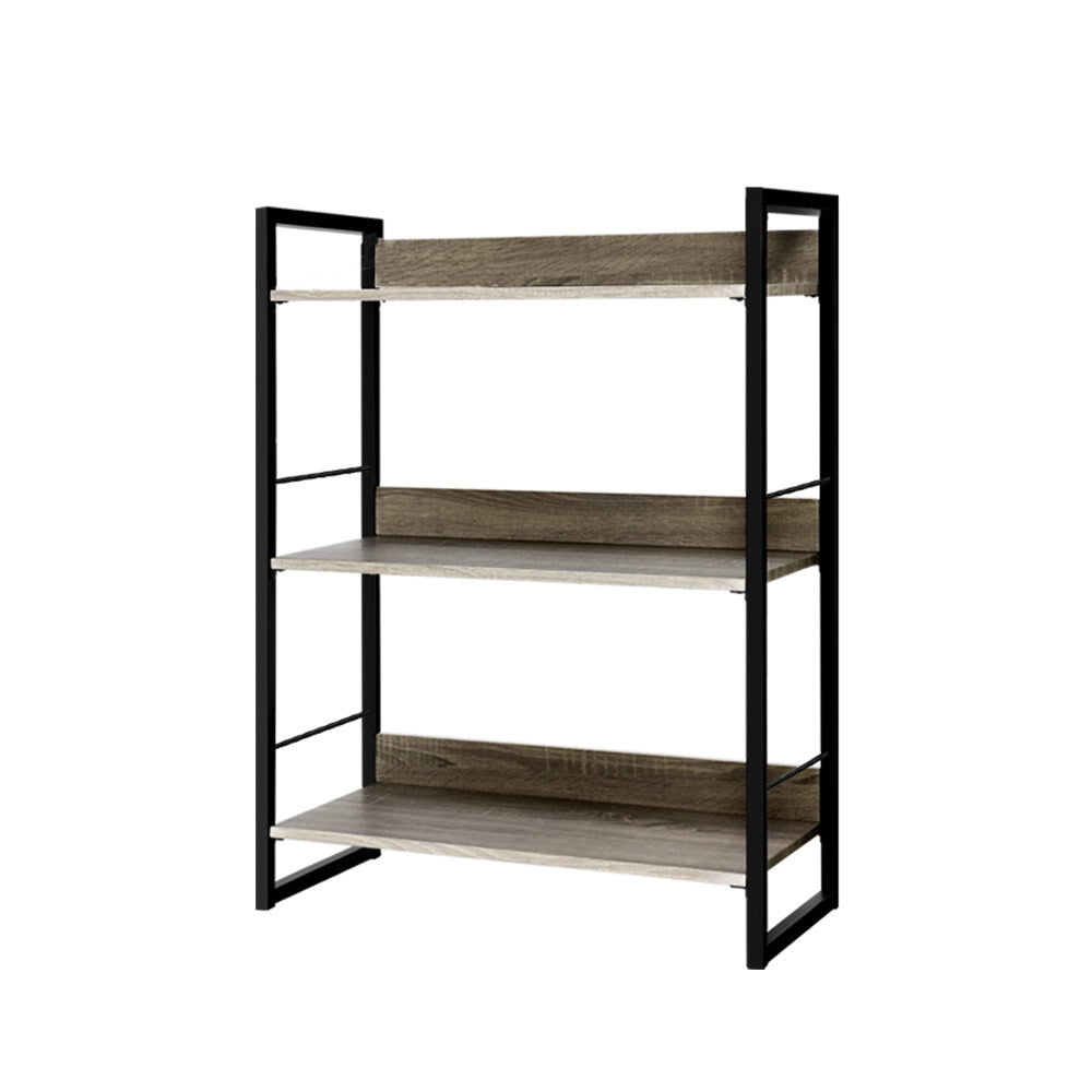 Artiss Bookshelf 3 Tiers - NOE Black and Oak 3