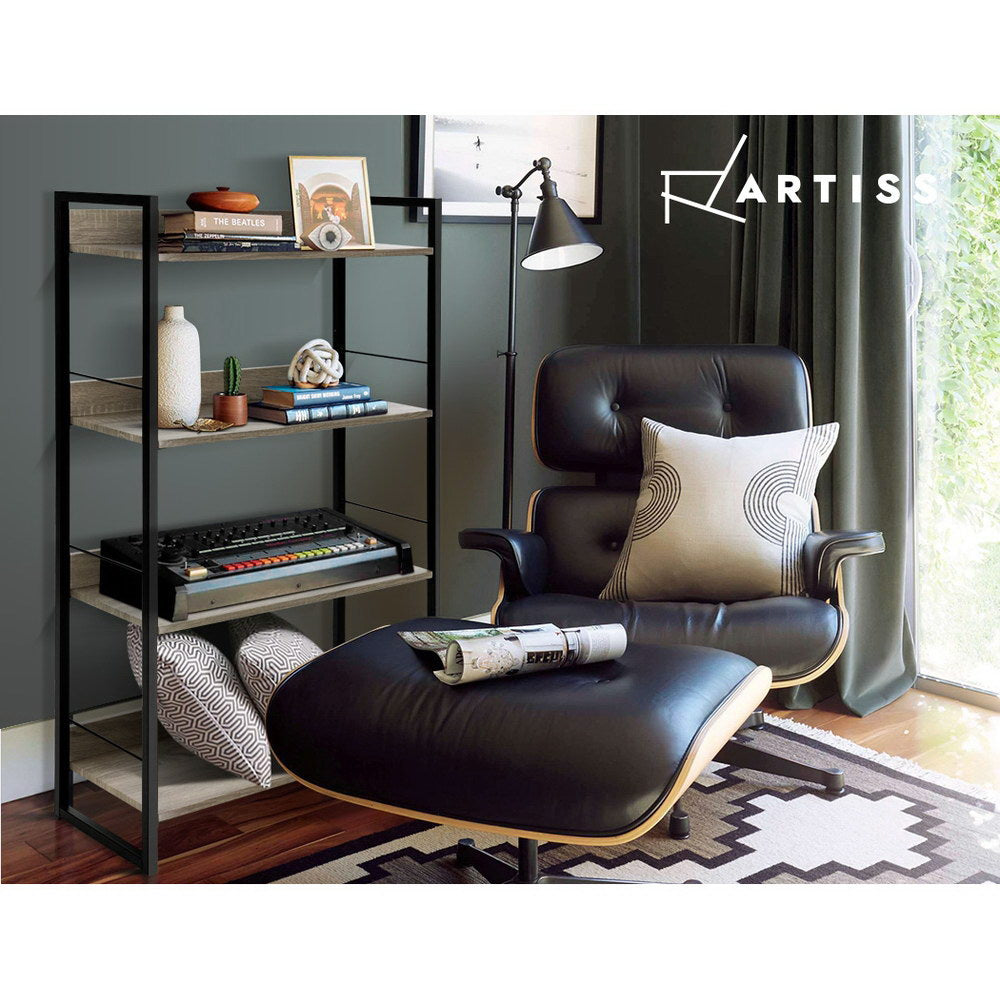 Artiss Bookshelf 4 Tiers - NOE Black and Oak 6