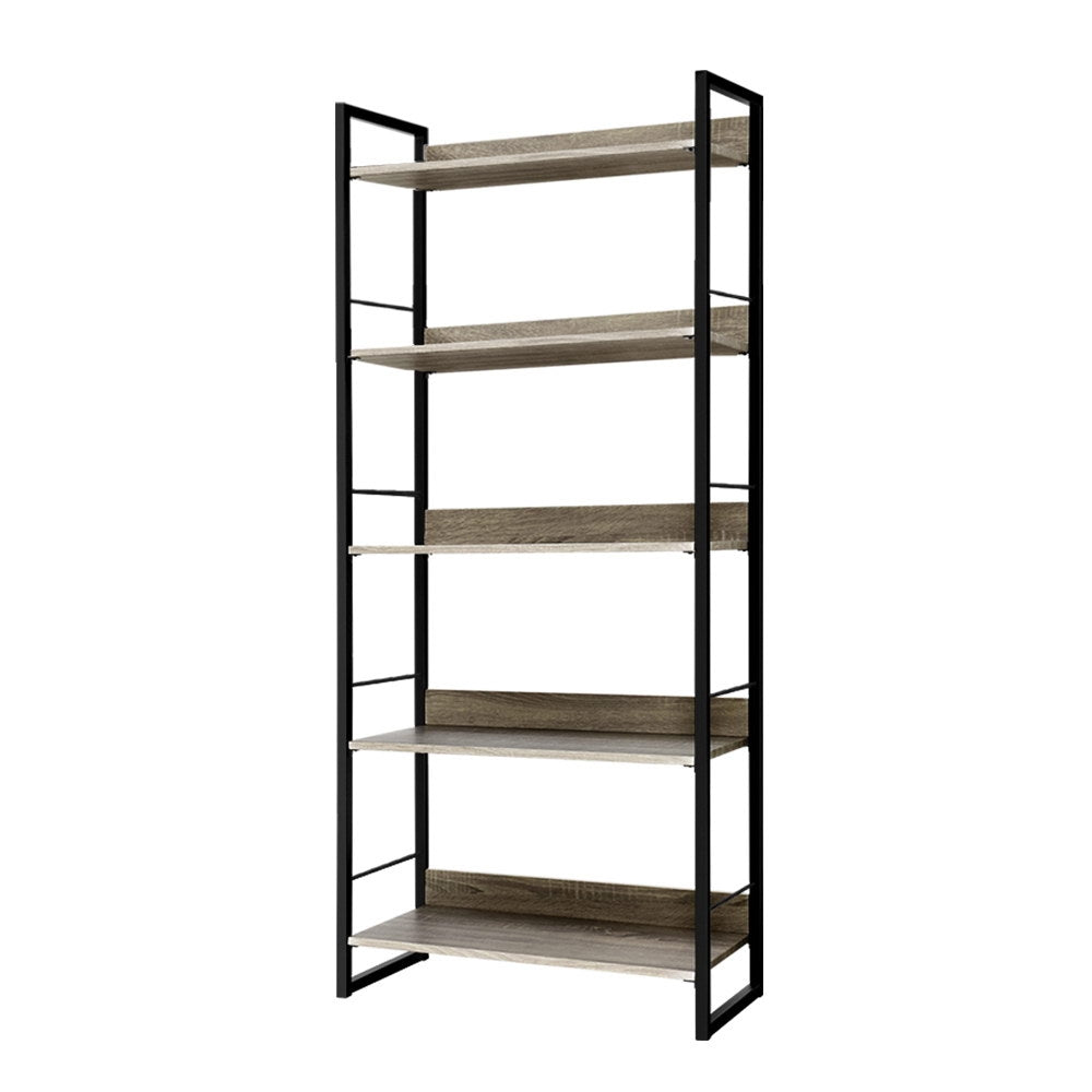 Artiss Bookshelf 5 Tiers - NOE Black and Oak 3