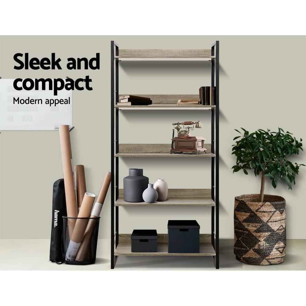 Artiss Bookshelf 5 Tiers - NOE Black and Oak 6