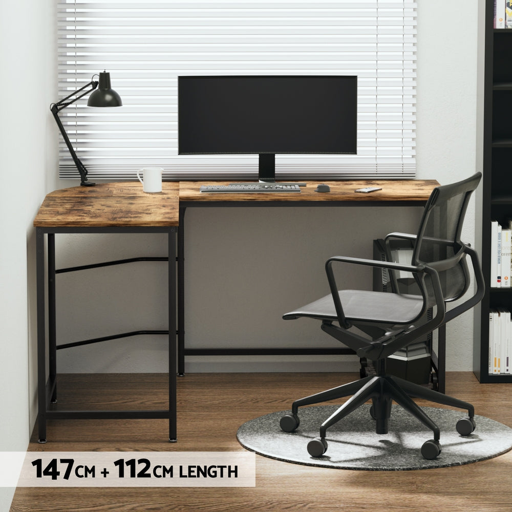 Artiss Computer Desk L-Shape CPU Stand Brown 147CM 5